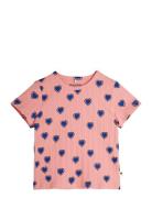 Outlined Hearts Aop Ss Tee Tops T-Kortærmet Skjorte Pink Mini Rodini