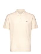 Textured Polo Tops Polos Short-sleeved Cream GANT