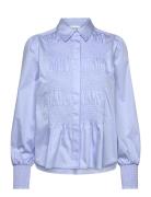 Lr-Isla Solid Tops Shirts Long-sleeved Blue Levete Room