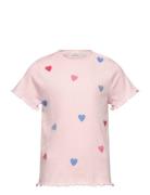 T-Shirt Ss Rib Tops T-Kortærmet Skjorte Pink Minymo