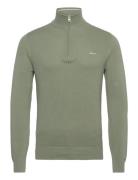 Cotton Pique Halfzip Tops Knitwear Half Zip Jumpers Khaki Green GANT