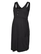 Mlevi Lia S/L Jrs Abk Dress 2F A. Noos Knælang Kjole Black Mamalicious