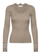 Rwbenita Silk Ls O-Neck Lace T-Shir Tops T-shirts & Tops Long-sleeved ...