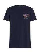 Hilfiger Colour Crest Tee Tops T-Kortærmet Skjorte Navy Tommy Hilfiger