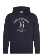 Graphic Sweat Hoodie Tops Sweatshirts & Hoodies Hoodies Navy GANT