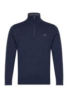 Classic Cotton Half Zip Tops Knitwear Half Zip Jumpers Navy GANT