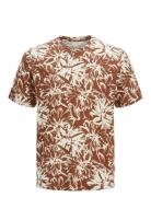 Jorsplit Aop Tee Ss Crew Neck Ln Tops T-Kortærmet Skjorte Brown Jack &...