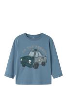 Nmmdusty Nreg Ls Top Box Tops T-shirts Long-sleeved T-Skjorte Blue Nam...