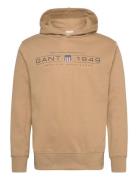 Graphic Hoodie Tops Sweatshirts & Hoodies Hoodies Beige GANT