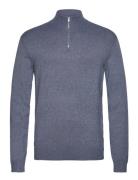 Ecovero Half Zip L/S Knit Tops Knitwear Half Zip Jumpers Blue Lindberg...