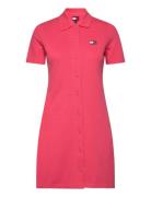 Tjw Badge Pique Polo Dress Kort Kjole Pink Tommy Jeans