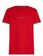 Tommy Logo Tipped Tee Tops T-Kortærmet Skjorte Red Tommy Hilfiger