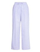 Pant Seersucker Check Pyjamasbukser Hyggebukser Blue Hunkemöller