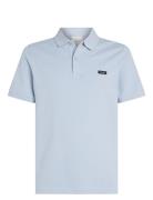 Stretch Pique Slim Button Polo Tops Polos Short-sleeved Blue Calvin Kl...