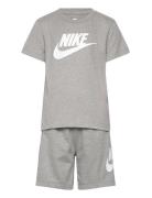Ks-Knit Short Set Sport Sets With Short-sleeved T-shirt Grey Nike