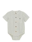 Body Shirt Ss Stripe Bodies Short-sleeved Cream En Fant