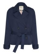 Crrea Crop Trenchcoat Trenchcoat Frakke Navy Cream