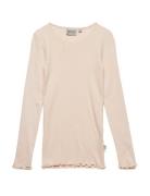 Rib T-Shirt L/S Reese Tops T-shirts Long-sleeved T-Skjorte Pink Wheat