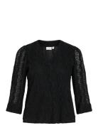 Vilumena V-Neck 3/4 Top Tops Blouses Long-sleeved Black Vila