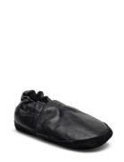 Solid Leather Slippers Slippers Hjemmesko Black Melton