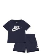Ks-Knit Short Set Sport Sets With Short-sleeved T-shirt Navy Nike