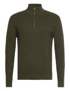 Oscar Half-Zip Knit Tops Knitwear Half Zip Jumpers Green Clean Cut Cop...