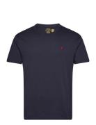 Classic Fit Jersey V-Neck T-Shirt Tops T-Kortærmet Skjorte Navy Polo R...