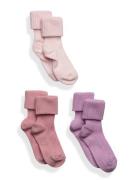 Cotton Rib Baby Socks - 3-Pack Sokker Strømper Pink Mp Denmark
