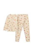 Wilhelm Printed Pyjamas Set Pyjamassæt Beige Liewood