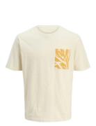 Jorsplit Aop Pocket Tee Ss Crew Ne Jnr Tops T-Kortærmet Skjorte Cream ...