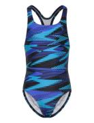 Girls Hyperboom Allover Medalist Sport Swimsuits Blue Speedo