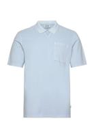 Washed Chest Pocket Relaxed-Fit Polo Tops Polos Short-sleeved Blue Sco...