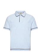 Towelling Relaxed-Fit Polo Tops Polos Short-sleeved Blue Scotch & Soda