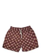 Floral Swim Shorts Badeshorts Burgundy Portia 1924