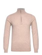 Man Half Zip Designers Knitwear Half Zip Jumpers Beige Davida Cashmere