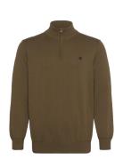 Cotton Yd 1/4 Zip Sweater Designers Knitwear Half Zip Jumpers Green Ti...