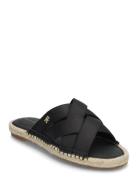 Satin Espadrille Mule Flade Sandaler Black Tommy Hilfiger