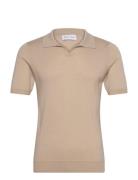 Man Fine Knit Open Collar T-Shirt Designers Knitwear Short Sleeve Knit...