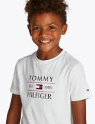 Tommy Flag Hilfiger Reg Tee Ss Tops T-Kortærmet Skjorte White Tommy Hi...