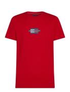 Flag Box Tee Tops T-Kortærmet Skjorte Red Tommy Hilfiger
