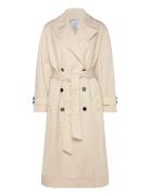 Long Over D Double-Breasted Trench Coat Trenchcoat Frakke Beige Mango