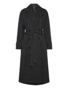 Long Over D Double-Breasted Trench Coat Trenchcoat Frakke Black Mango