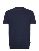 Owen Knitted T-Shirt Tops T-Kortærmet Skjorte Navy Clean Cut Copenhage...