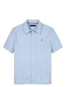 Stretch Oxford Shirt Ss Tops Shirts Short-sleeved Shirts Blue Tommy Hi...