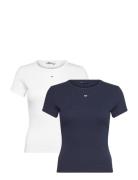 Tjw 2Pack Slim Essential Rib Ss Tops T-shirts & Tops Short-sleeved Mul...