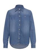 Reg Denim Shirt Tops Shirts Long-sleeved Blue GANT