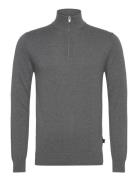 Half Zip With High Neck Tops Knitwear Half Zip Jumpers Grey Lindbergh