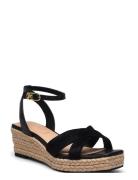 Leather & Suede Mid Wedge Espad Sko Med Kilehæl Black Tommy Hilfiger