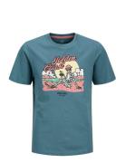 Jjelijah Tee Ss Crew Neck Jnr Tops T-Kortærmet Skjorte Blue Jack & J S