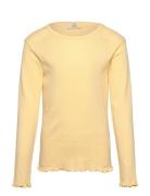 Summer Pointelle Ls Tee Tops T-shirts Long-sleeved T-Skjorte Yellow Co...